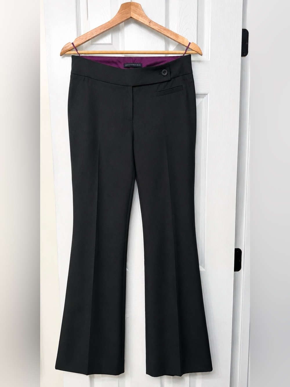 Christopher Blue Black Boot-Cut Dress Pants